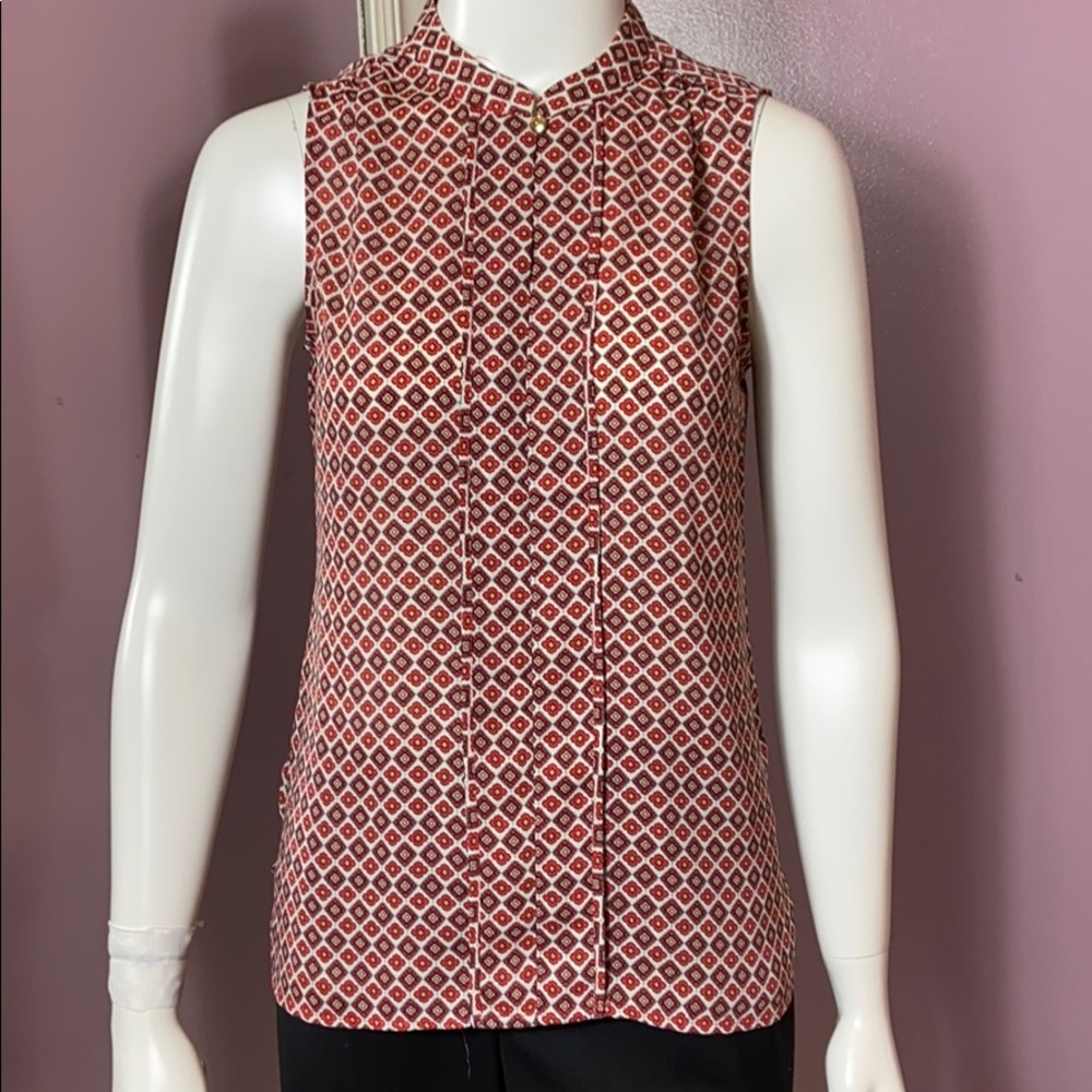 Banana Republic Placket Front Floral Print Top